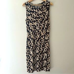 Etro Milano Sheath Dress Abstract Ruched Slinky Draped Neckline Italy Size 10